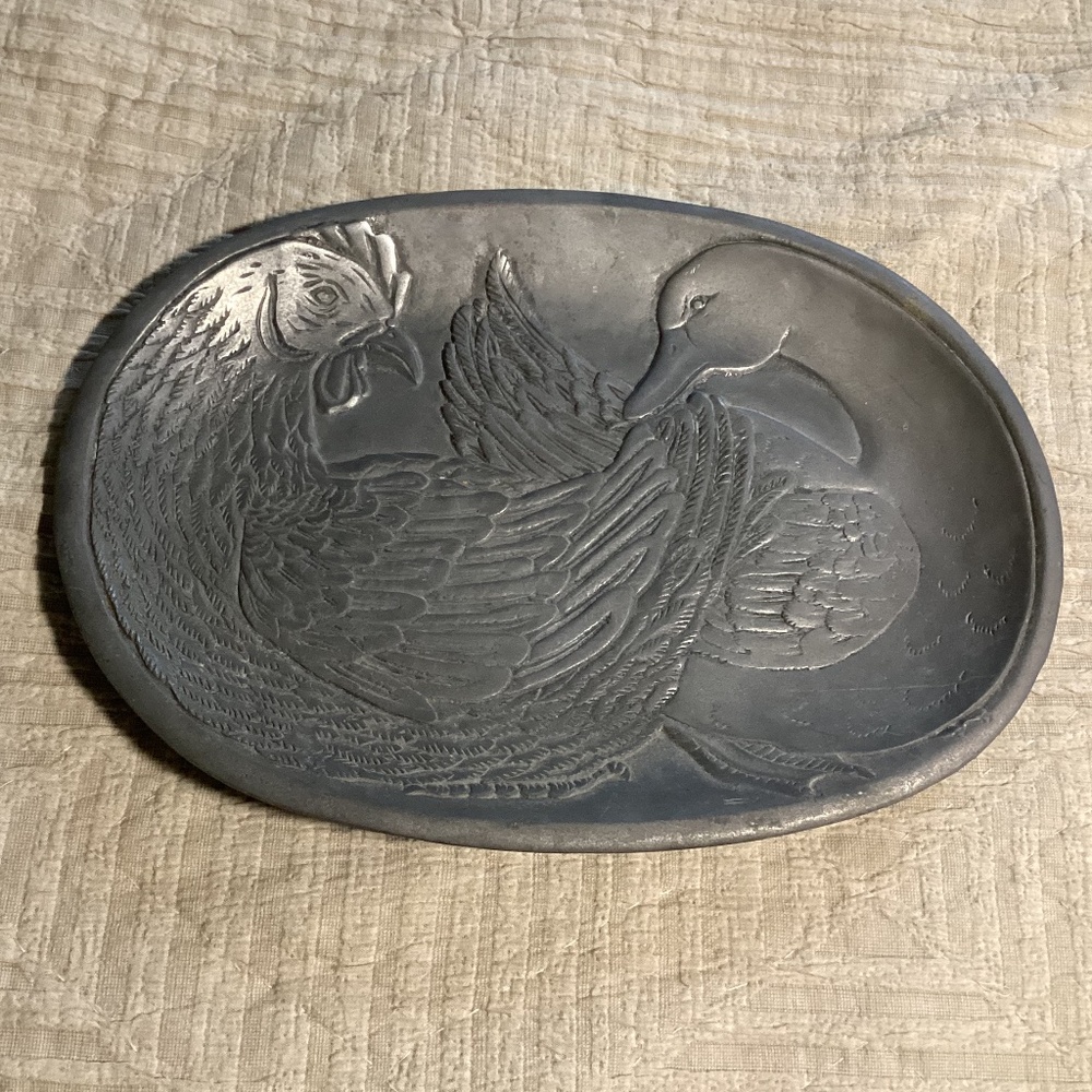 Vintage Vandor Imports rooster and duck platter